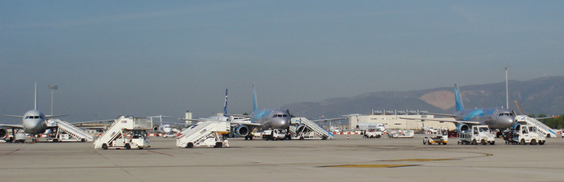 Aeroplanes on the tarmac at Barcelona Airport