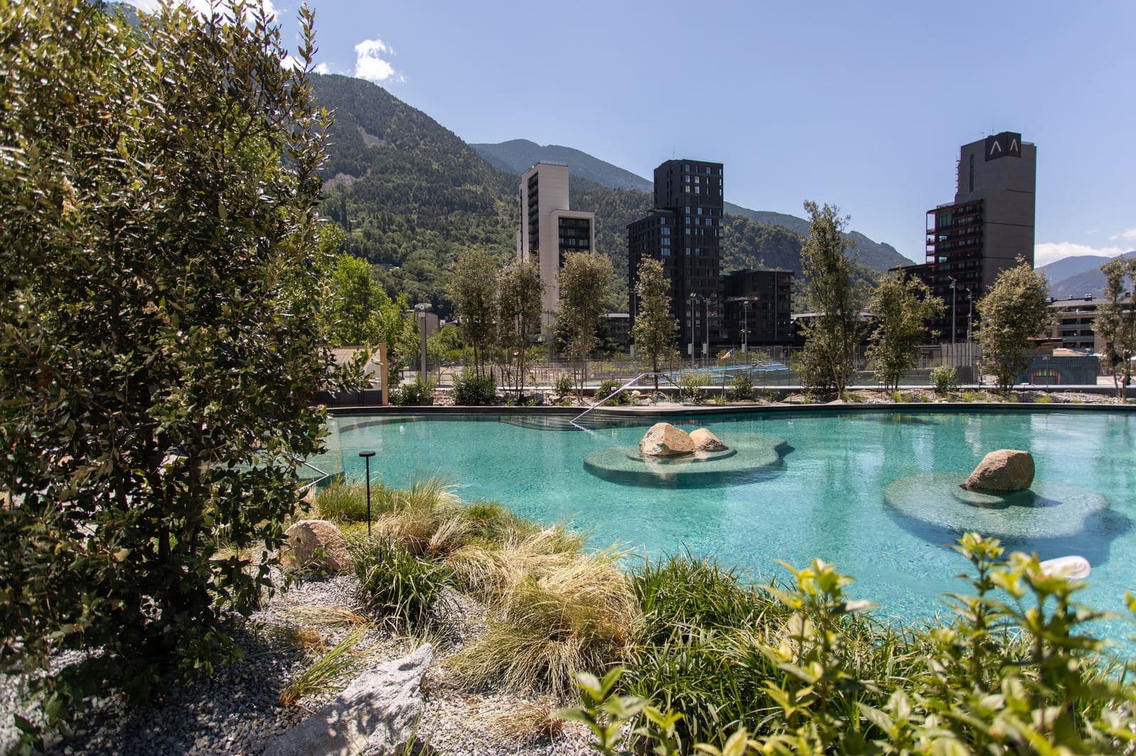 Caldea's outdoor thermal lake in Escaldes-Engordany, Andorra