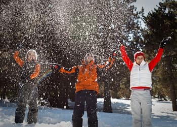 Children throwing snow