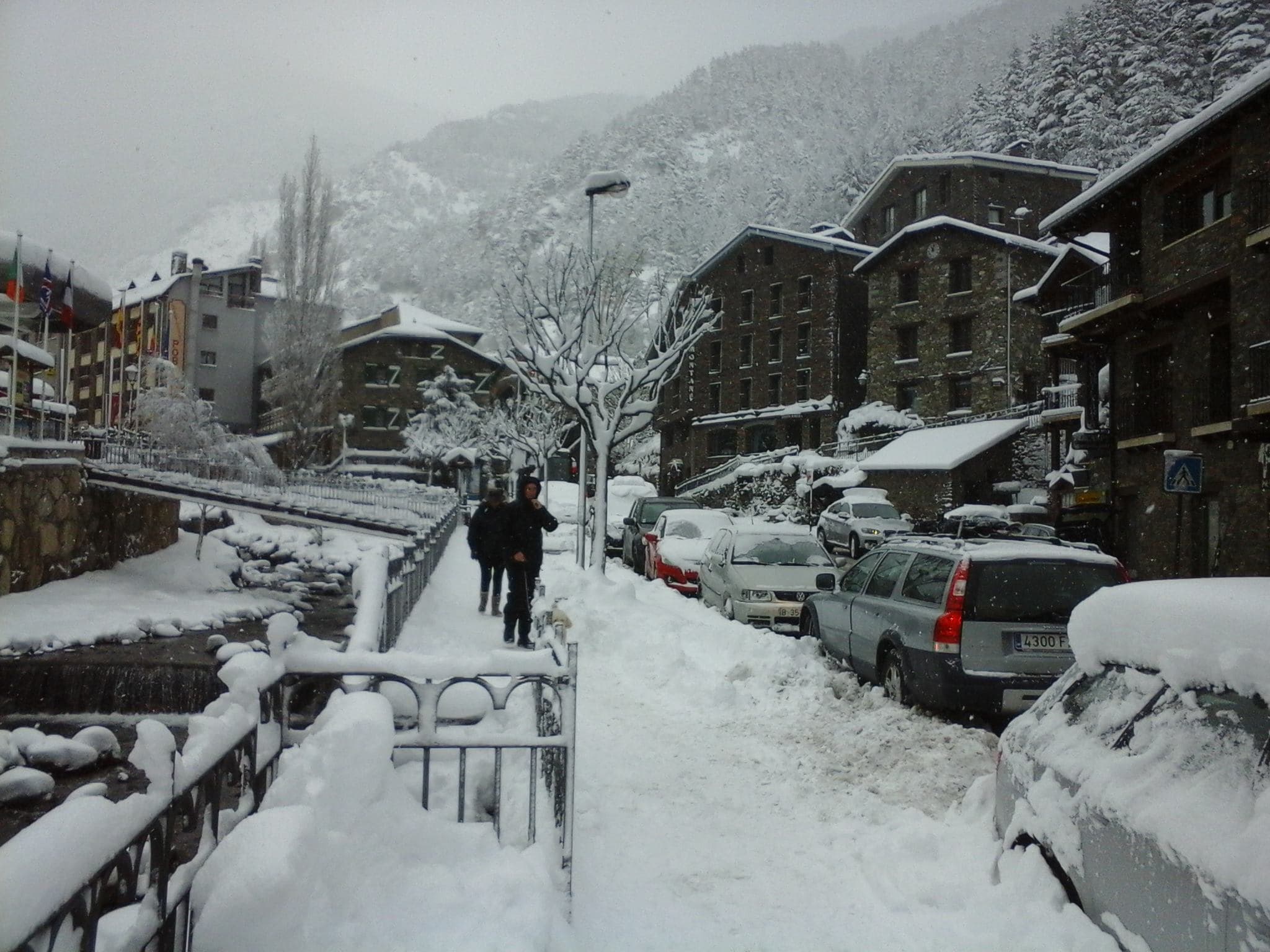 Snow in the village of Arinsal, Andorra
