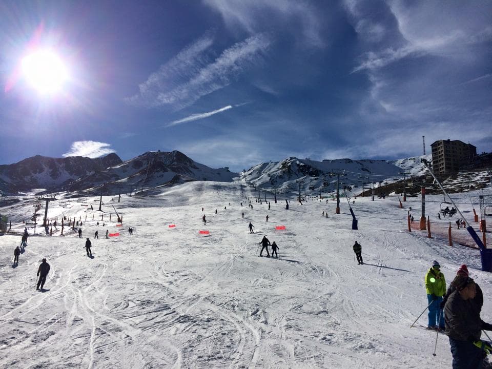 Looking up the ski slopes of Pas de la Casa