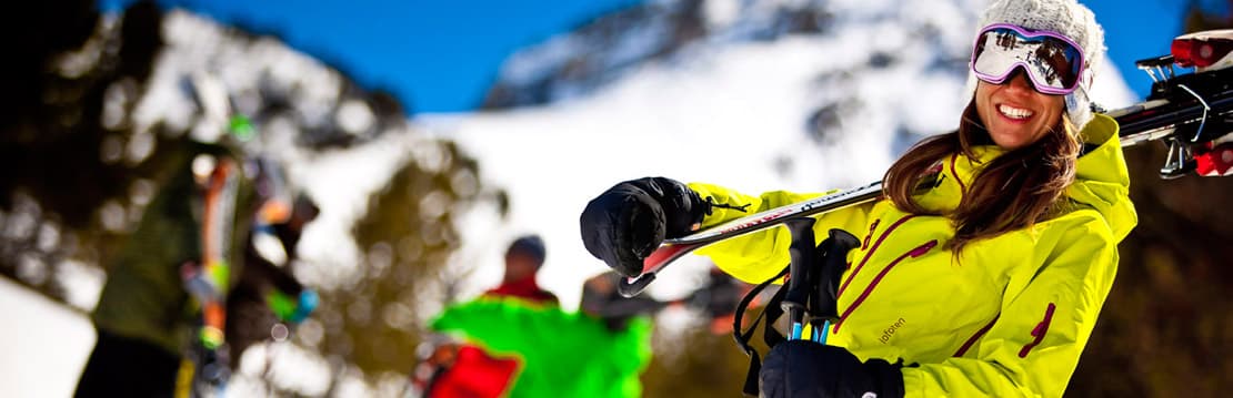 Woman dressed for skiing