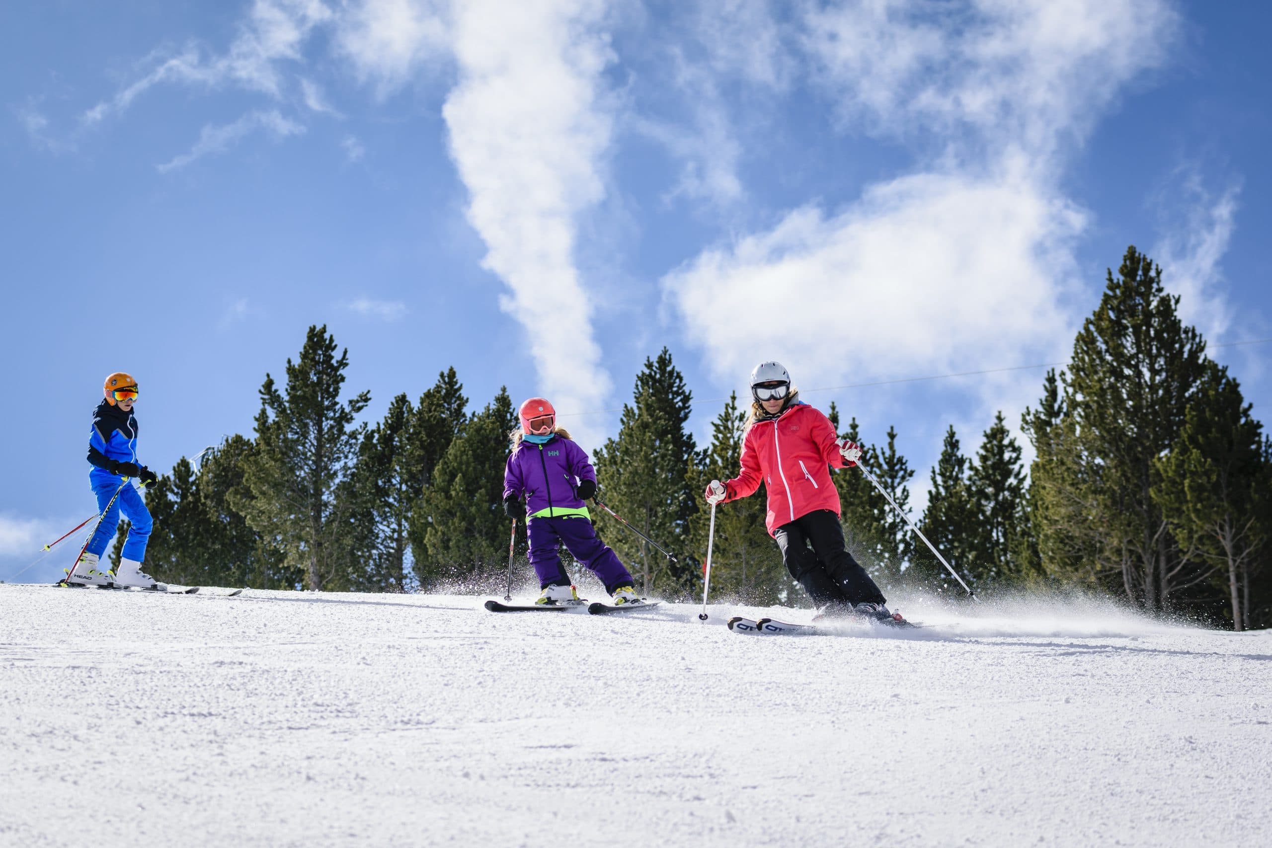 Customers skiing